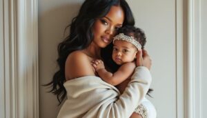 Rihanna dévoile sa fille élégamment vêtue d&rsquo;une couche Dior sur mesure