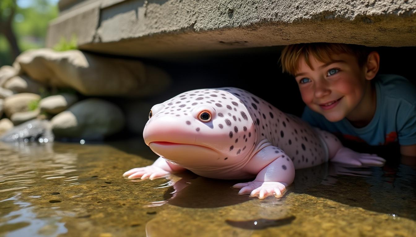 découvrez l'émotion d'une fillette stupéfaite face à la rencontre inattendue d'un animal rarissime caché sous un pont, une histoire fascinante pleine de surprises et de magie.