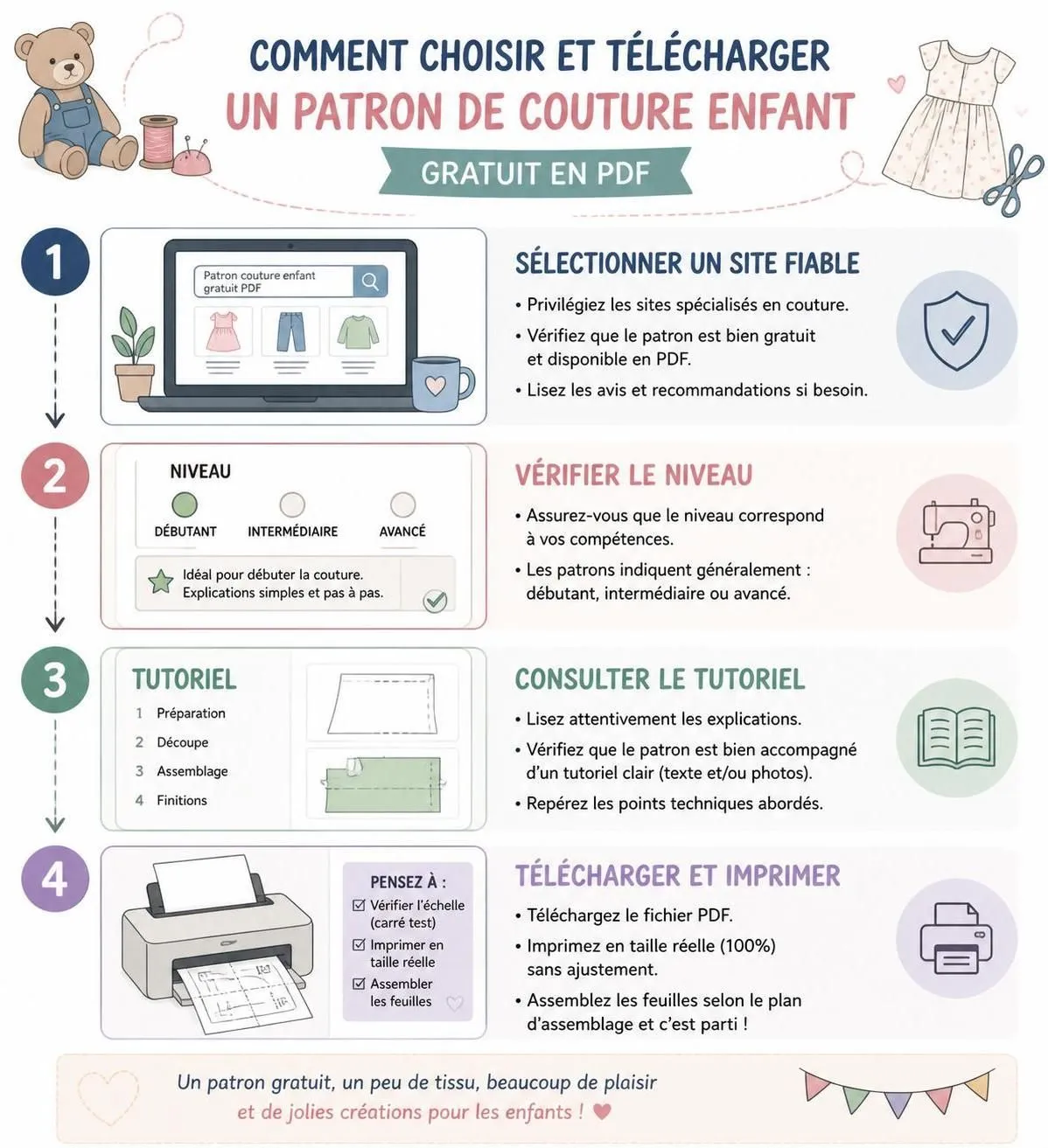 découvrez où trouver des patrons de couture gratuits pour enfants et apprenez comment débuter facilement dans la création de vêtements pour vos petits.