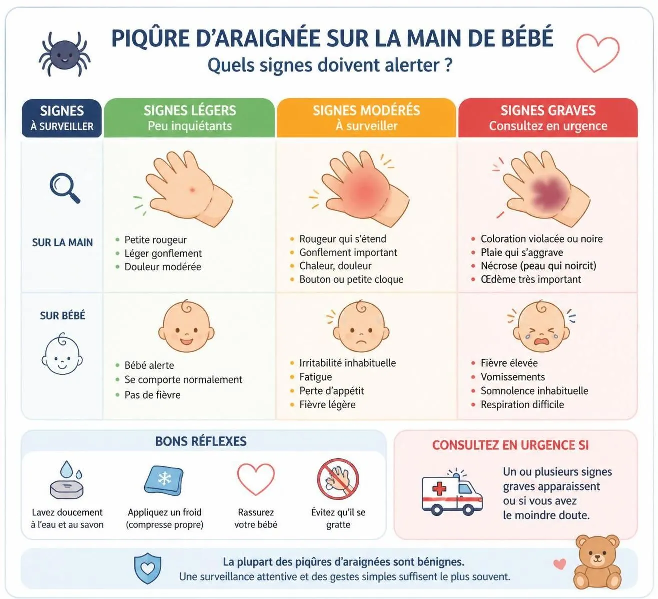 découvrez les espèces d'araignées à surveiller chez l'enfant en été et les gestes essentiels à adopter en cas de piqûre pour assurer sa sécurité et son bien-être.