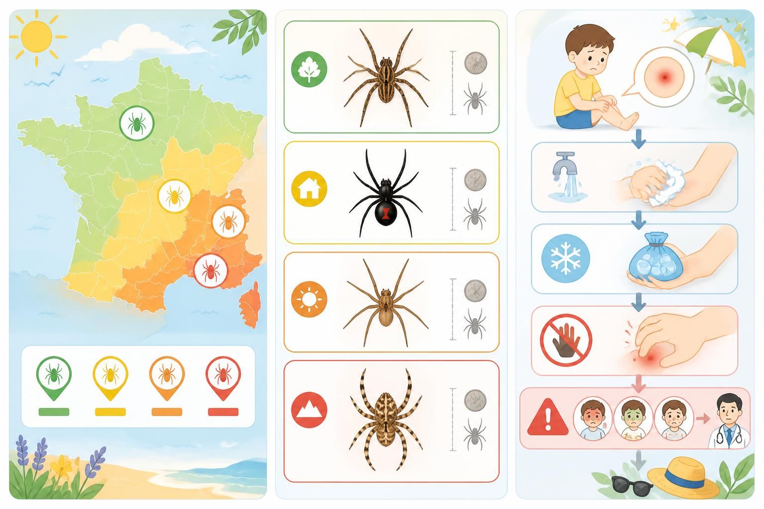 Piqûre d&rsquo;araignée chez l&rsquo;enfant : les espèces à surveiller et les bons gestes en été