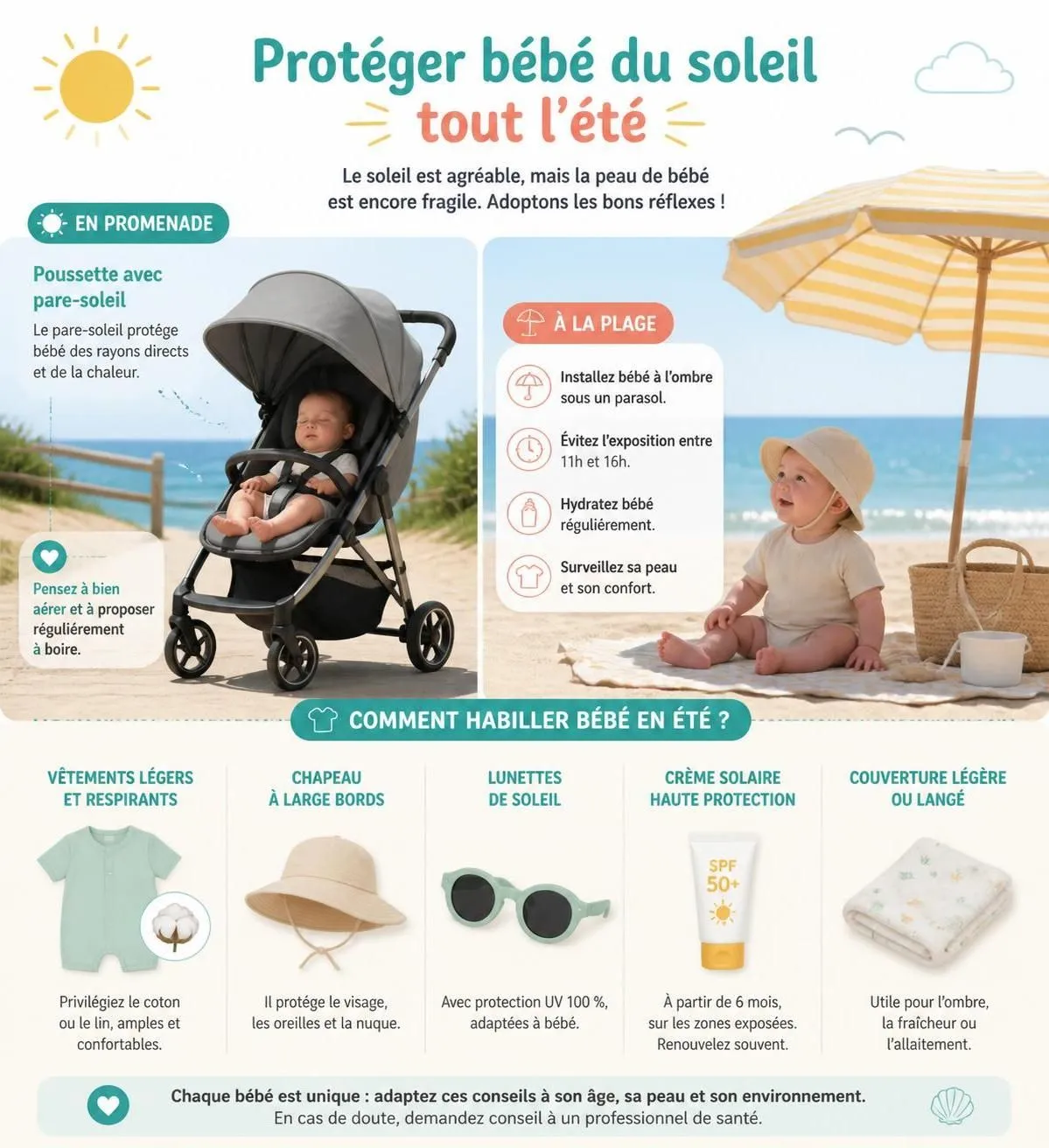 découvrez 12 conseils essentiels pour protéger votre bébé de la chaleur pendant son premier été, afin d'assurer son confort et sa sécurité face aux fortes températures.