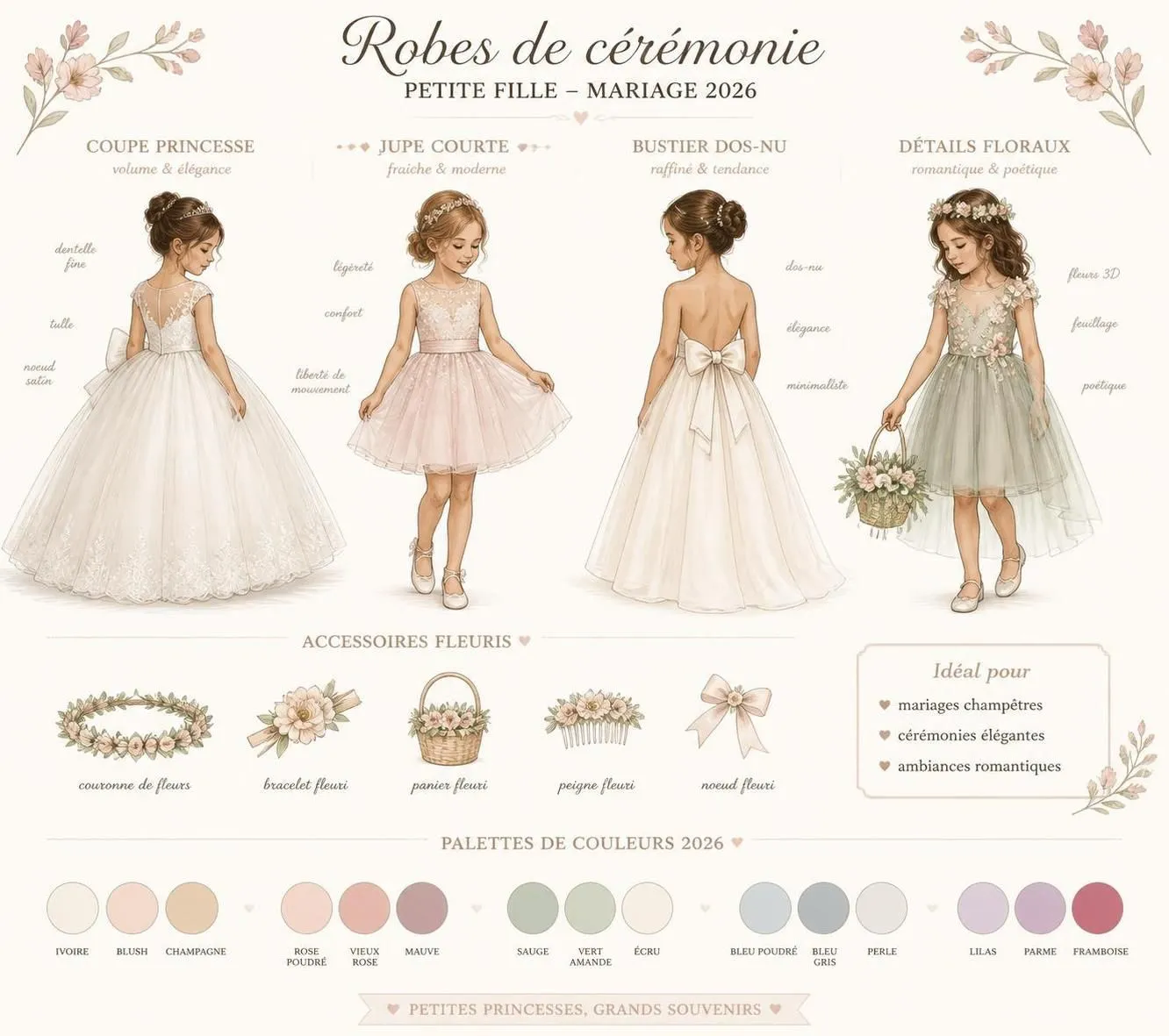 découvrez notre sélection élégante de robes de cérémonie pour petite fille, parfaites pour un mariage ou un baptême en 2026. des tenues raffinées et confortables pour sublimer chaque petite invitée.