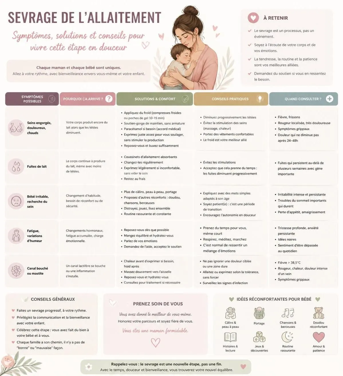 guide pratique pour réussir le sevrage : arrêter l'allaitement doucement et en douceur afin de préserver le bien-être de votre bébé.