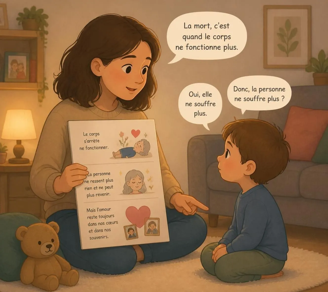 découvrez comment aborder la mort avec un enfant de moins de 6 ans en utilisant des mots simples et des gestes réconfortants pour l'aider à comprendre et à gérer ses émotions.