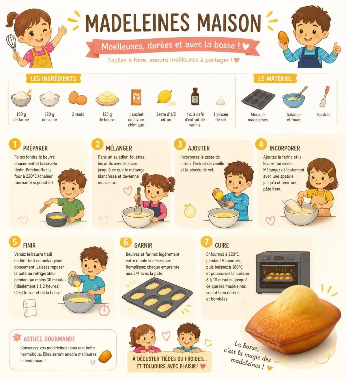 dĂ©couvrez la recette inratable des madeleines maison, parfaite pour un goĂ»ter gourmand que les enfants adorent prĂ©parer eux-mĂȘmes. simple, rapide et dĂ©licieux !