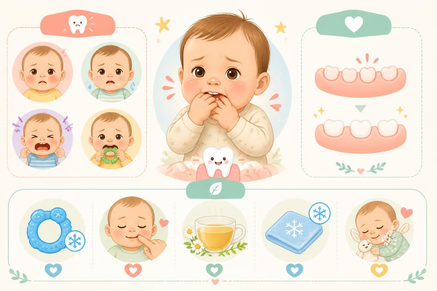 Poussée dentaire bébé : reconnaßtre les signes et soulager la douleur naturellement