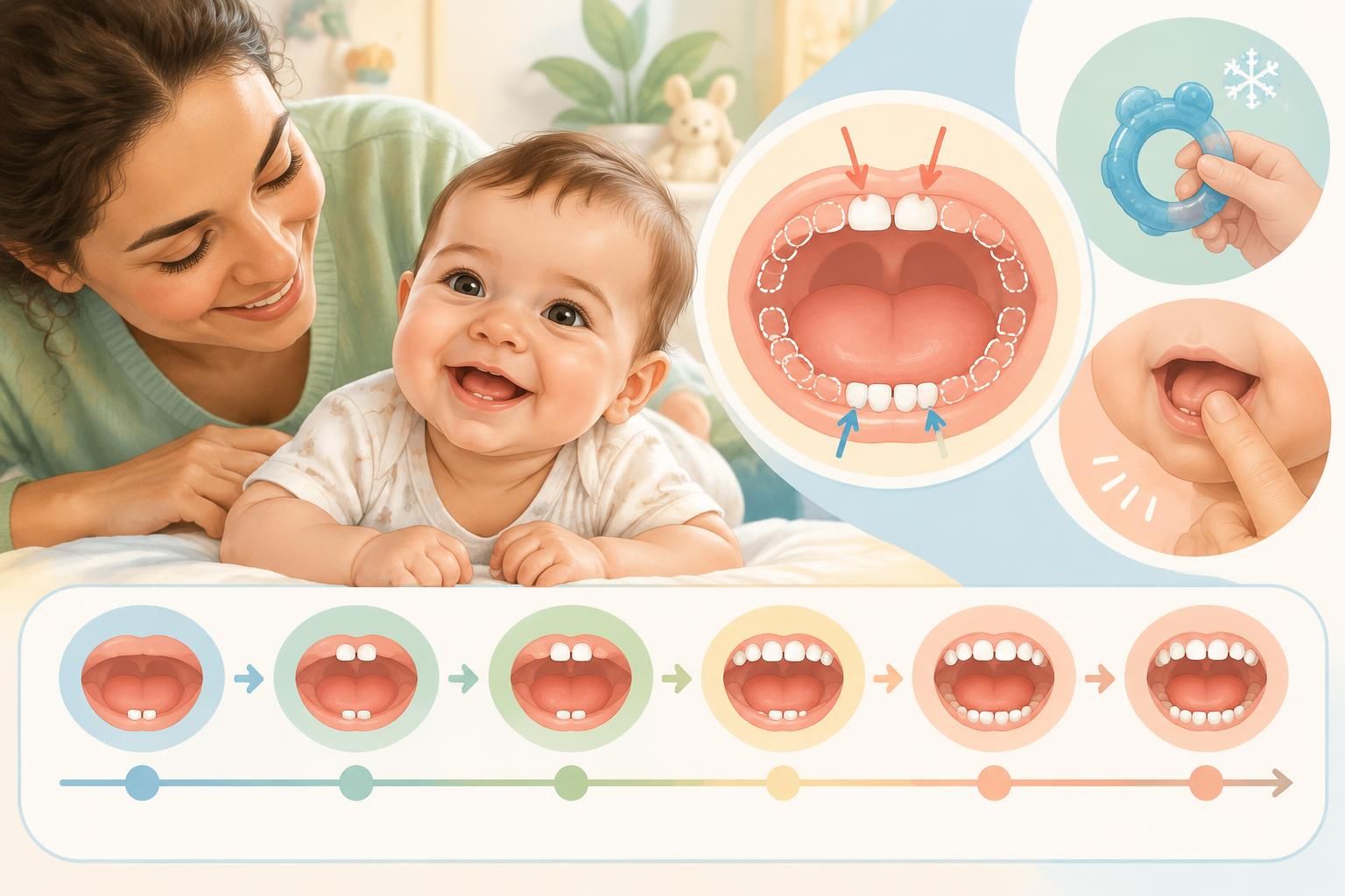 Les premières dents de bébé : à quel âge, dans quel ordre et comment soulager la poussée